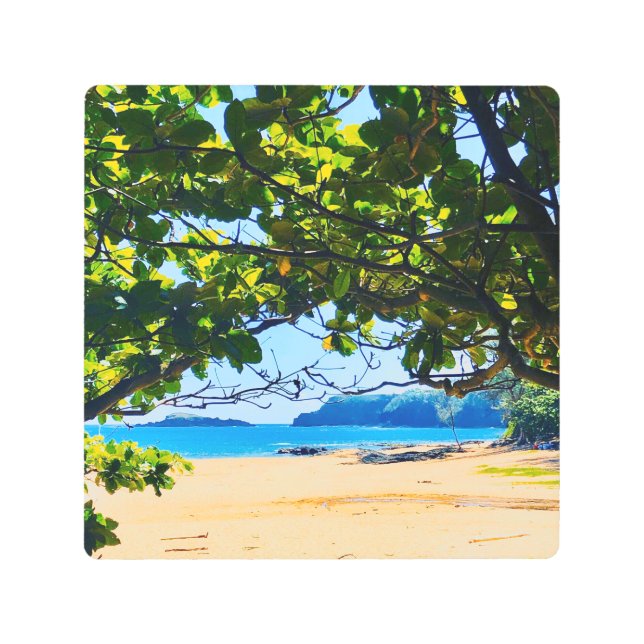 秘密ビーチ、カウアイメタルウォールアート メタルプリント (正面)