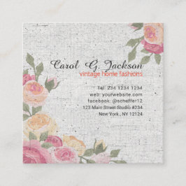 秘密庭のロマンチックなバラのヴィンテージの花柄 スクエア名刺