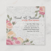 秘密庭のロマンチックなバラのヴィンテージの花柄 スクエア名刺 (正面)