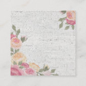 秘密庭のロマンチックなバラのヴィンテージの花柄 スクエア名刺 (裏面)