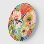秘密庭の花柄III ラージ壁時計 (傾斜)