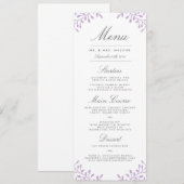 秘密庭園の結婚式ディナーメニュー – Orchid メニュー (正面/裏面)