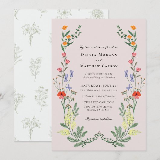 秘密庭園の結婚式 招待状 (正面/裏面)