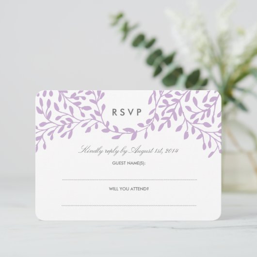 秘密庭園の結婚式RSVP - Orchid 出欠カード (スタンド正面)
