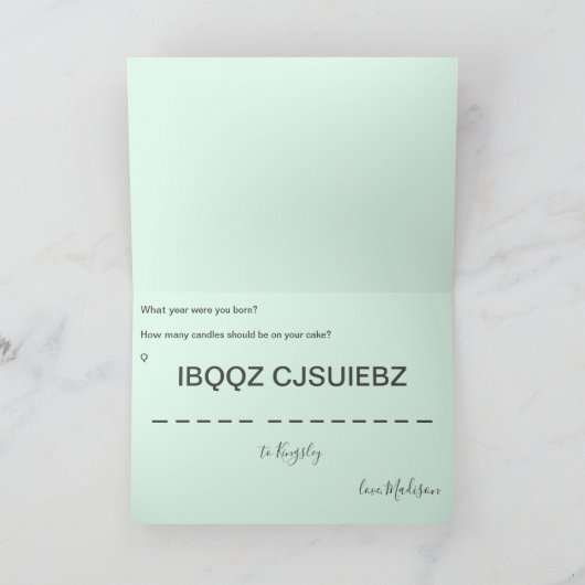 秘密暗号誕生日🕵️♂️おもしろい陰謀説 カード (内部)