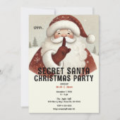 秘密素朴お洒落のサンタクリスマスパーティー 招待状 (正面)