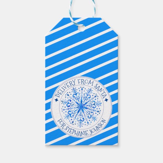 秘密配信型枠サンタクリスマススノーフレーク ギフトタグ (正面)