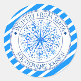 秘密配信型枠サンタクリスマススノーフレーク ラウンドシール