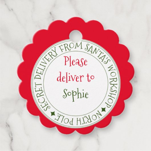 秘密配送型枠サンタズストライプクリスマスギフト フェイバータグ (正面)