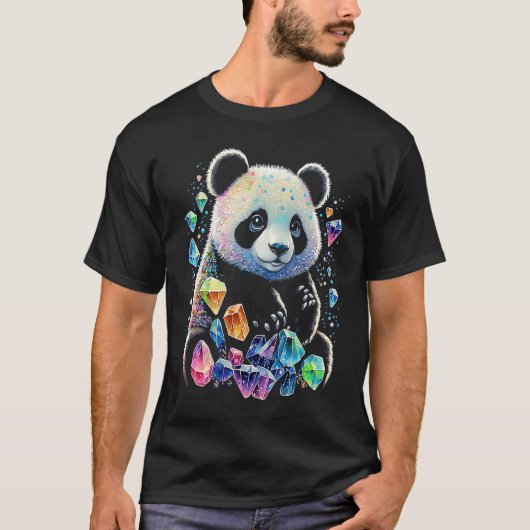 秘教のパンダクリスタル可愛いイラスト Tシャツ (正面)