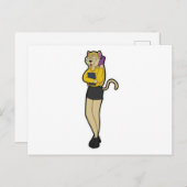 秘書として働く猫 ラップトップと携帯電話を持つ ポストカード (正面/裏面)