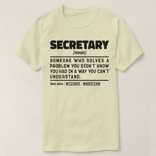 秘書の名詞定義ビジネスアシスタントかわいい Tシャツ (デザイン正面)