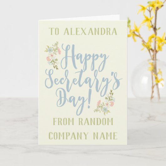 秘書の日の挨拶パーソナライズされた文 カード (黄色い花)