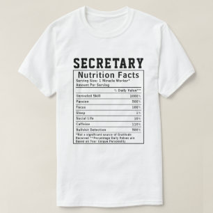 秘書の栄養成分表示 楽しい事務員 スタッフ ギフト Tシャツ