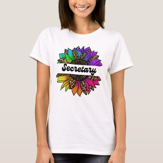 秘書の職業レインボー・サンフラワー Tシャツ (正面)