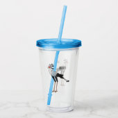 秘書の鳥の漫画イラストレーション アクリルタンブラー (裏面)