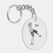 秘書の鳥の漫画イラストレーション キーホルダー (正面左)