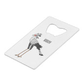 秘書の鳥の漫画イラストレーション クレジットカード栓抜き (正面アングル)