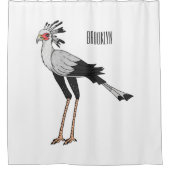 秘書の鳥の漫画イラストレーション シャワーカーテン (正面)