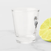 秘書の鳥の漫画イラストレーション ショットグラス (左)