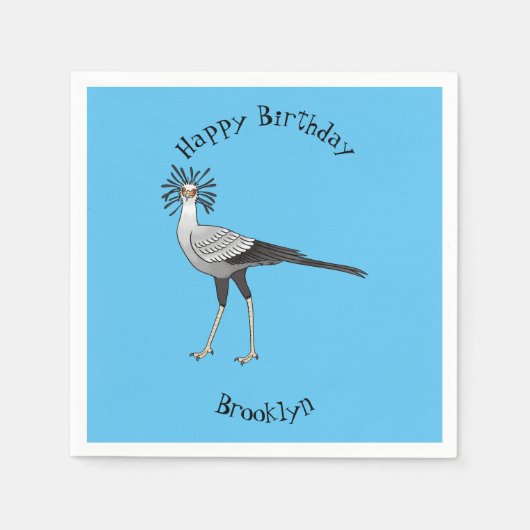 秘書の鳥の漫画イラストレーション スタンダードカクテルナプキン (正面)