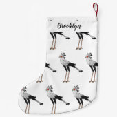 秘書の鳥の漫画イラストレーション スモールクリスマスストッキング (裏面)