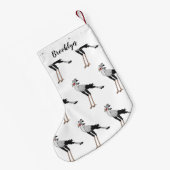 秘書の鳥の漫画イラストレーション スモールクリスマスストッキング (裏面 (吊り時))