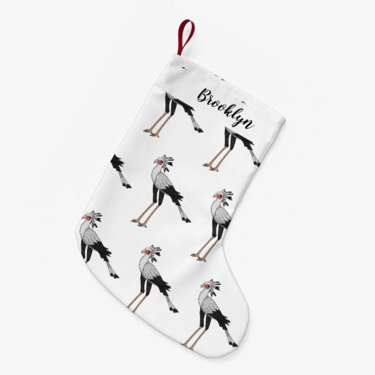 秘書の鳥の漫画イラストレーション スモールクリスマスストッキング (正面 (吊り時))