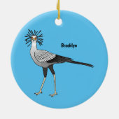 秘書の鳥の漫画イラストレーション セラミックオーナメント (裏面)