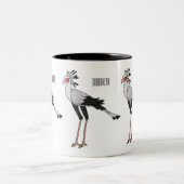 秘書の鳥の漫画イラストレーション ツートーンマグカップ (中央)