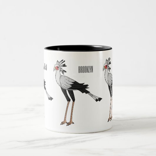 秘書の鳥の漫画イラストレーション ツートーンマグカップ (中央)