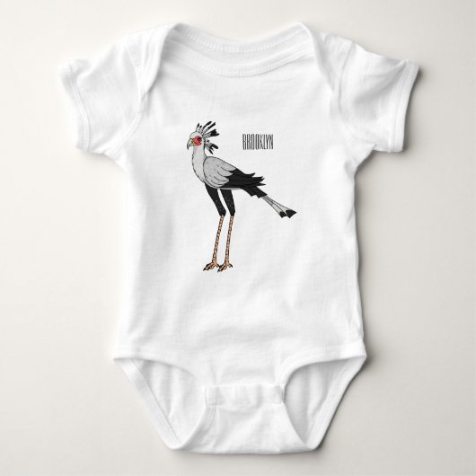 秘書の鳥の漫画イラストレーション ベビーボディスーツ (正面)