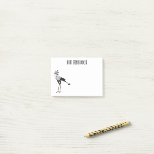 秘書の鳥の漫画イラストレーション ポストイット (デスク上)