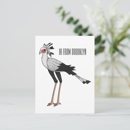 秘書の鳥の漫画イラストレーション ポストカード (スタンド正面)