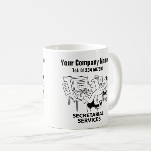 秘書サービス漫画のマグカップ コーヒーマグカップ (正面右)