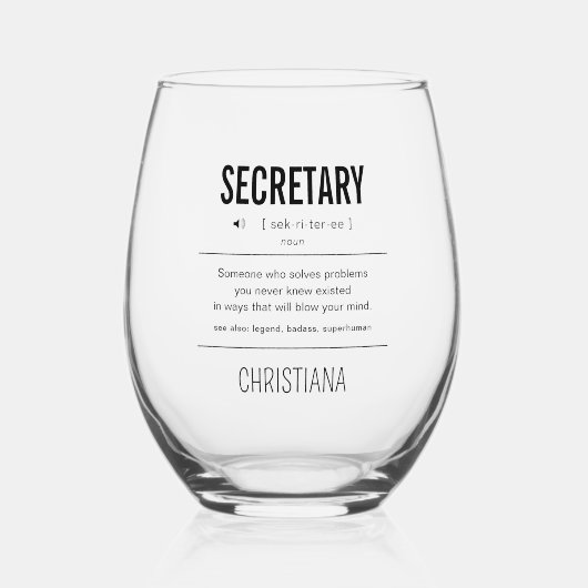 秘書パーソナライズされたおもしろい ステムなしワイングラス (正面)