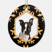 秘蔵されたペット黒及び金ゴールドのダマスク織犬/猫の写真 セラミックオーナメント (左)