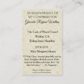 秘跡の確認のレースの聖餐杯のホストの鳩 名刺 (裏面)