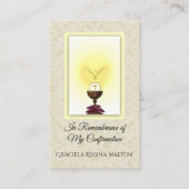 秘跡の確認のレースの聖餐杯のホストの鳩 名刺 (正面)