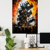 秩序の崩壊 – 表現主義ディストピア市 ポスター (ホームオフィス)