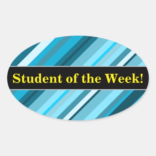 称賛+海ブルー/インスパイアティール（緑がかった色）/アクアストライプ 楕円形シール (正面)