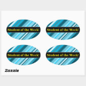 称賛+海ブルー/インスパイアティール（緑がかった色）/アクアストライプ 楕円形シール (シート)