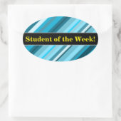 称賛+海ブルー/インスパイアティール（緑がかった色）/アクアストライプ 楕円形シール (バッグ)