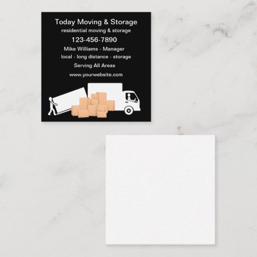 移カッコいい動と保存のテーマ スクエア名刺 (正面/裏面)