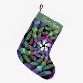 移カラフル動抽象芸術トリップ（幻覚体験）のようなフラクタル名 スモールクリスマスストッキング (正面 (吊り時))