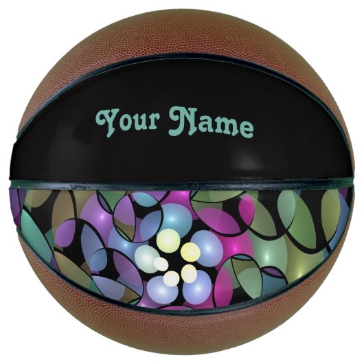 移カラフル動抽象芸術トリップ（幻覚体験）のようなフラクタル名 バスケットボール (正面)