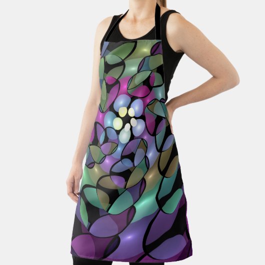 移カラフル動抽象芸術トリップ(幻覚体験)のようなフラクタル芸術 エプロン (インサイチュ)