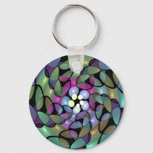 移カラフル動抽象芸術トリップ(幻覚体験)のようなフラクタル芸術 キーホルダー