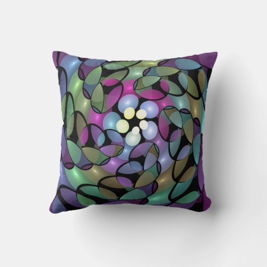 移カラフル動抽象芸術トリップ（幻覚体験）のようなフラクタル芸術 クッション (裏面)