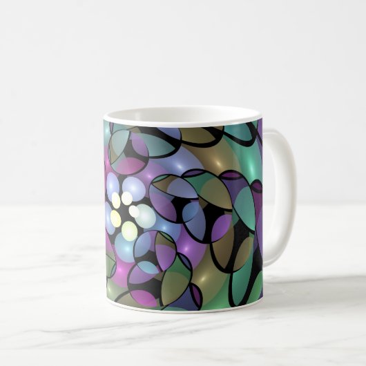移カラフル動抽象芸術トリップ（幻覚体験）のようなフラクタル芸術 コーヒーマグカップ (正面右)